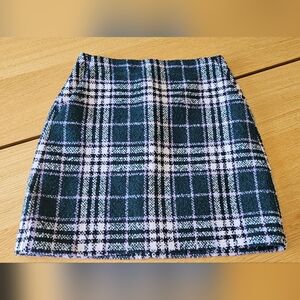 NWT LOFT Green and White Plaid Mini Skirt Size 0P